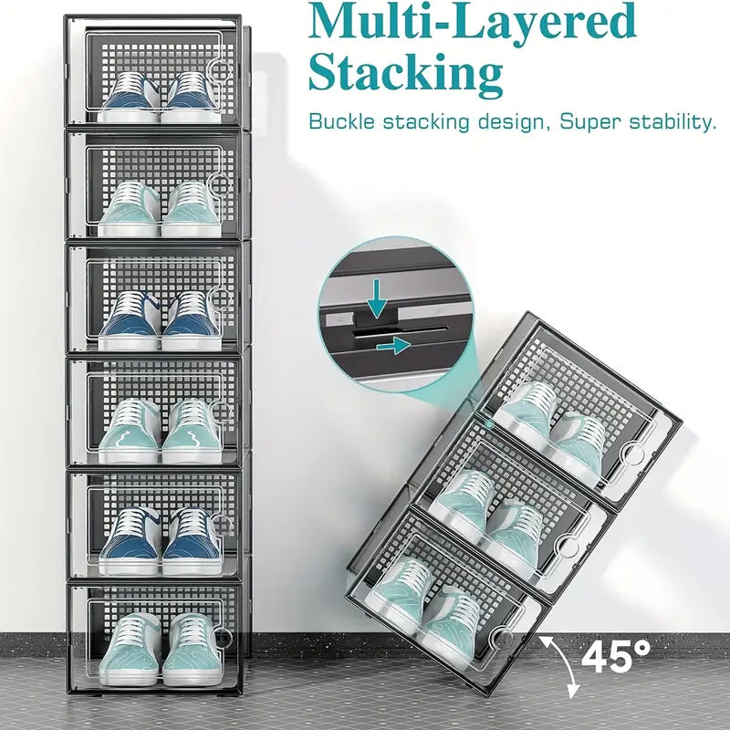 12pcs Thickened Transparent Shoe Boxes With Lid