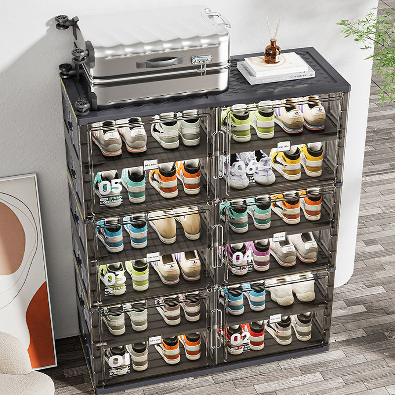 Black Foldable Multi-Layer Shoe Rack Cabinet