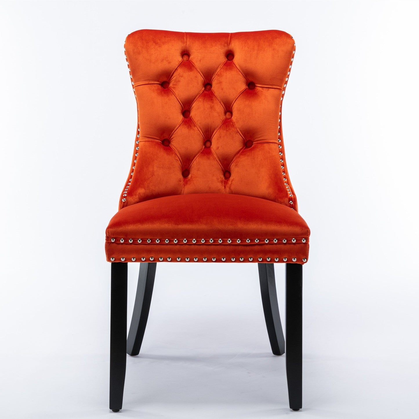 High - end Contemporary Tufted Solid Wood Velvet Upholstered Dining Chair with Wood Legs and Nailhead Trim, 2 pcs Set - Gear Elevation