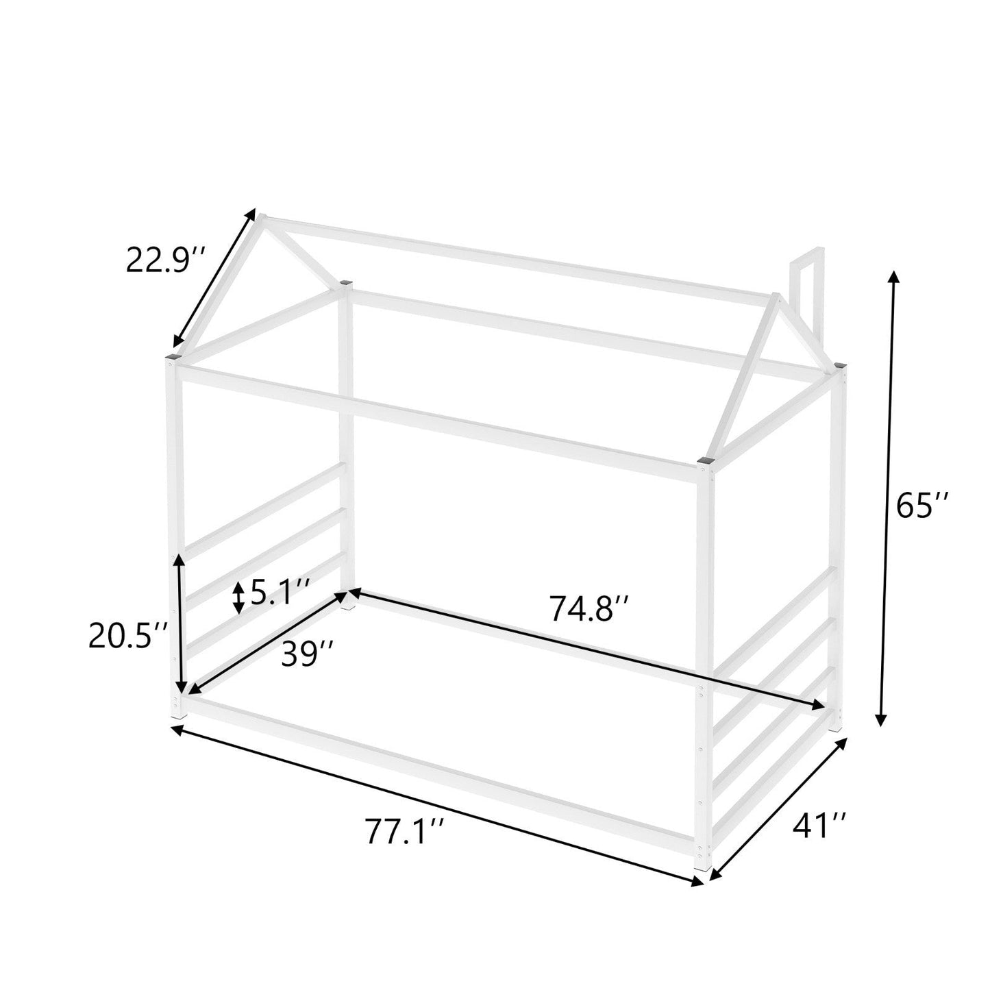 House Platform Bed with Roof and Chimney Design