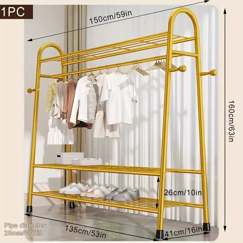 Gold Rack Metal Hook Shoes Clothes Rack Bedroom Room Furniture