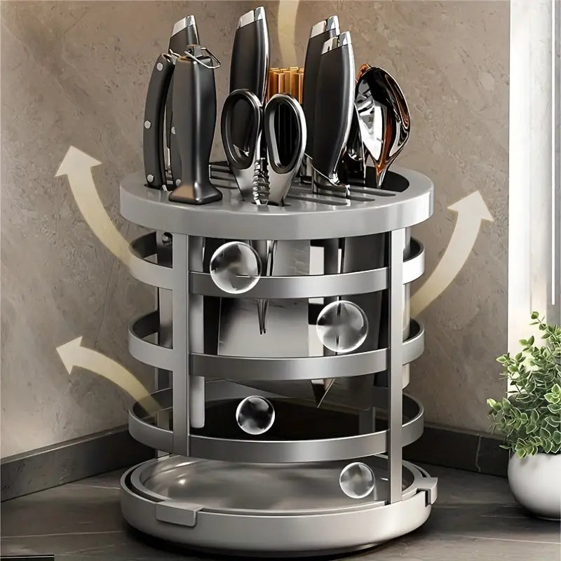 Rotating Knife Rack Stainless Steel Storage Rack