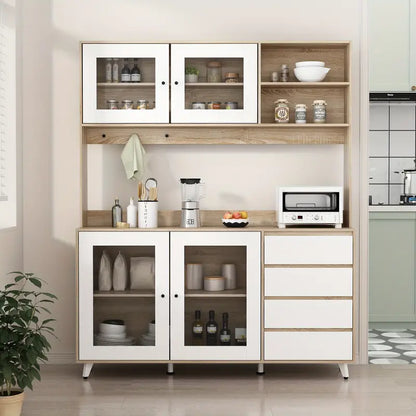 Modern Kitchen Pantry Storage Cabinet, Large Wooden Sideboard Buffet Hutch Cupboard