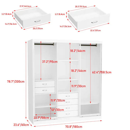 Extra Large Armoire Wardrobe Closet With 2 Sliding Glass Doors