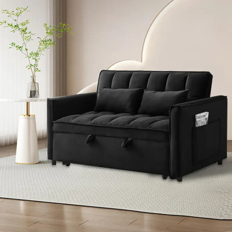 3-in-1 convertible modern velvet double sofa Futon sofa bed with adjustable back