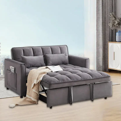 3-in-1 convertible modern velvet double sofa Futon sofa bed with adjustable back