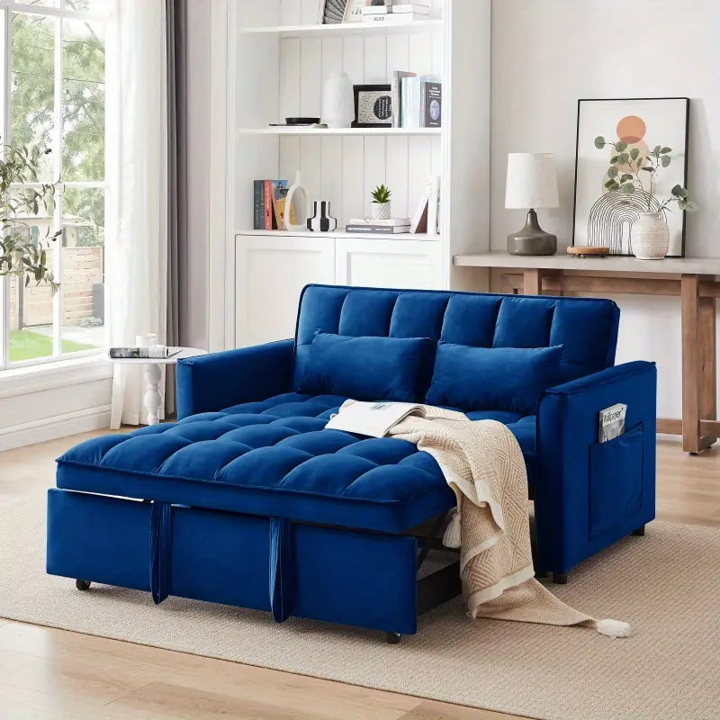 3-in-1 convertible modern velvet double sofa Futon sofa bed with adjustable back