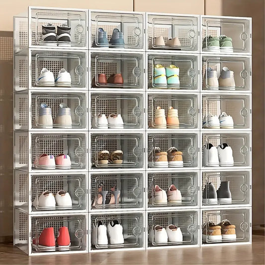 12pcs Thickened Transparent Shoe Boxes With Lid