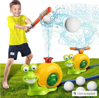 2-in-1 Water Sprinkler - Baseball Toy for Kids, 360° Rotating Spray