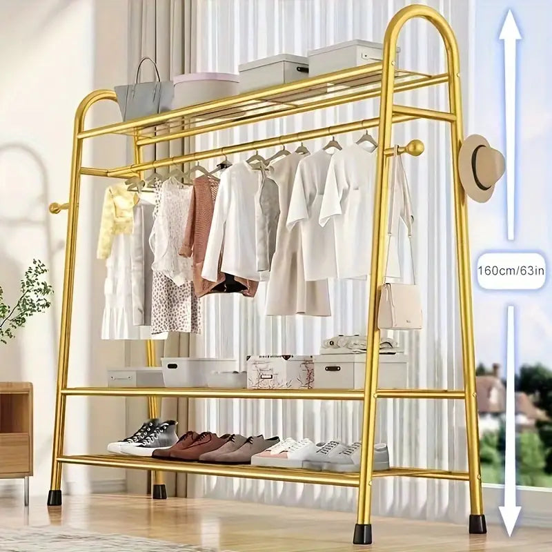 Gold Rack Metal Hook Shoes Clothes Rack Bedroom Room Furniture