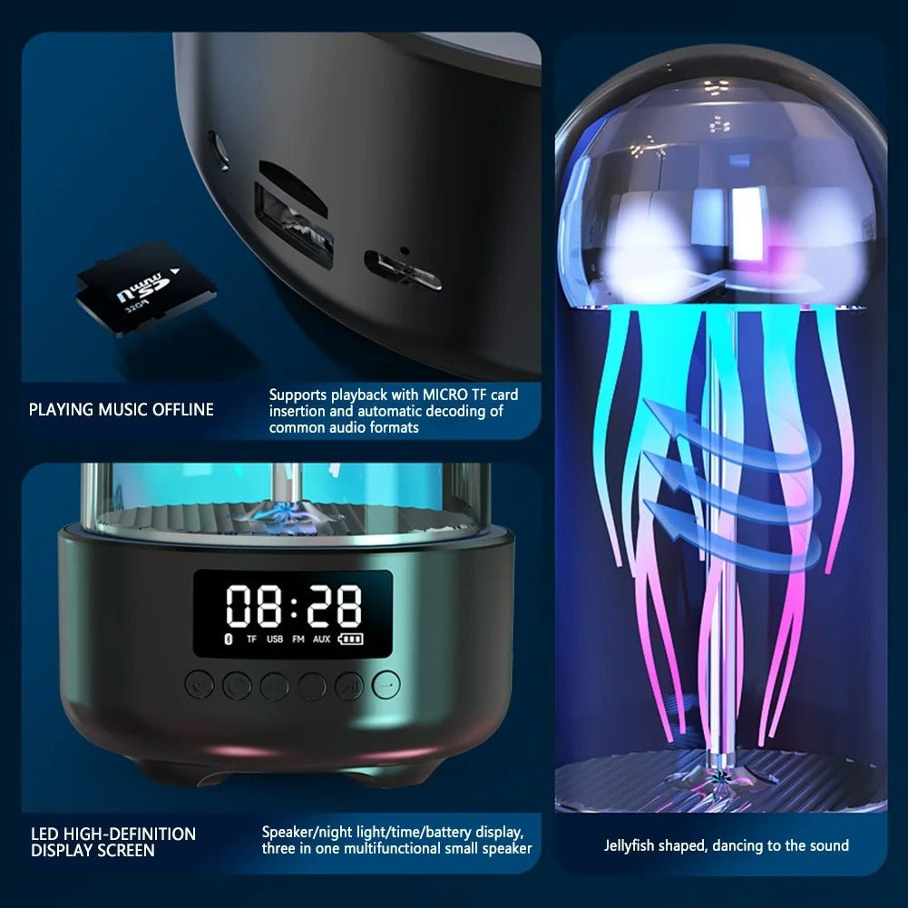 3-in-1  Jellyfish Lamp with Clock - Smart Decoration Bluetooth Speaker