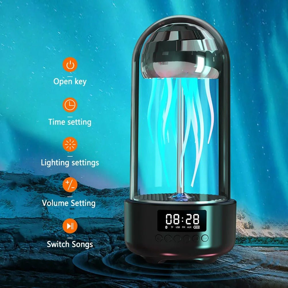 3-in-1  Jellyfish Lamp with Clock - Smart Decoration Bluetooth Speaker