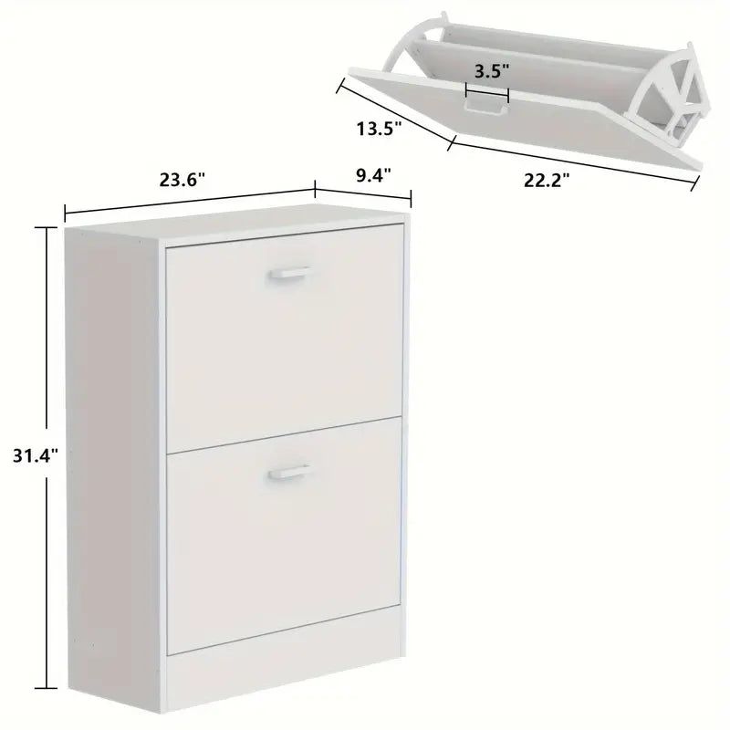 Shoe Cabinet with 2 Drawers Freestanding Shoe Rack Storage