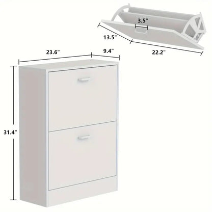 Shoe Cabinet with 2 Drawers Freestanding Shoe Rack Storage