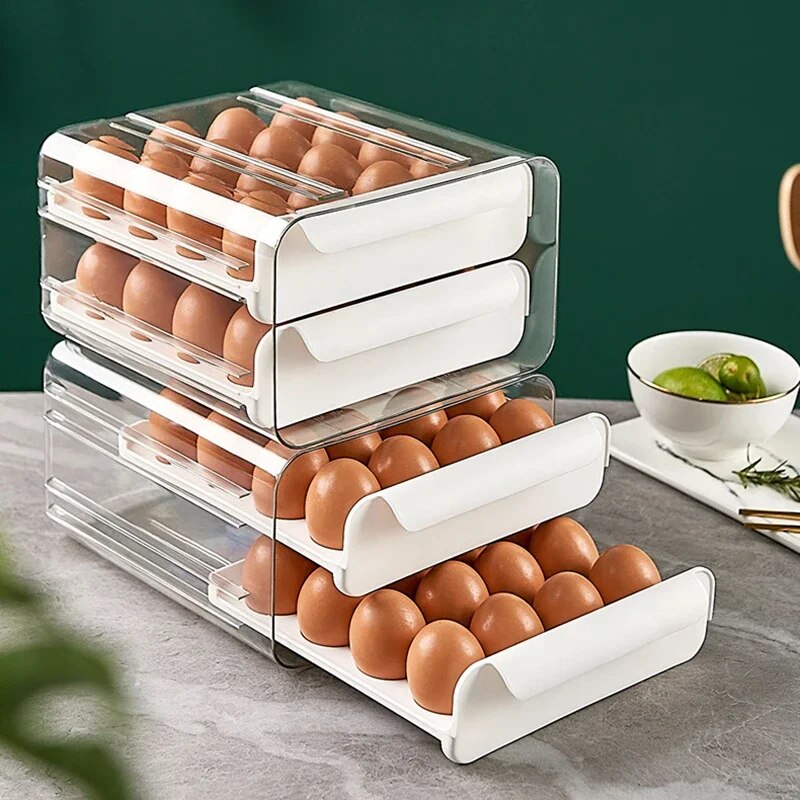 32 Grids Double Drawer Storage Shockproof Egg Holder