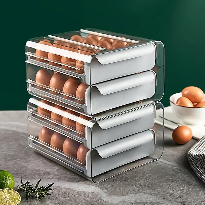 32 Grids Double Drawer Storage Shockproof Egg Holder