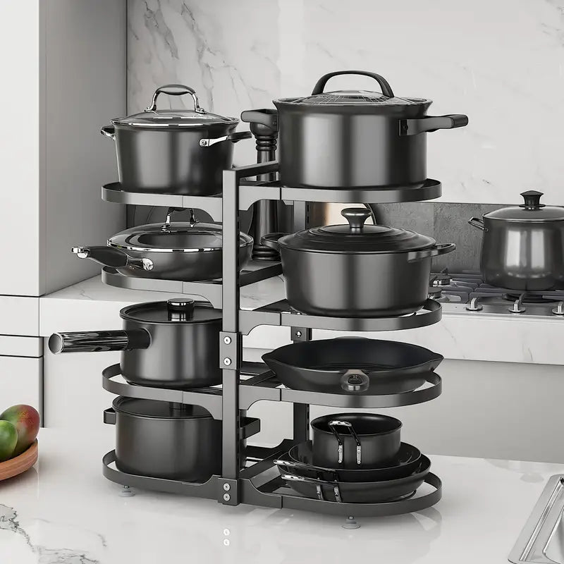 Adjustable Pot Organizer Rack for Under Cabinet