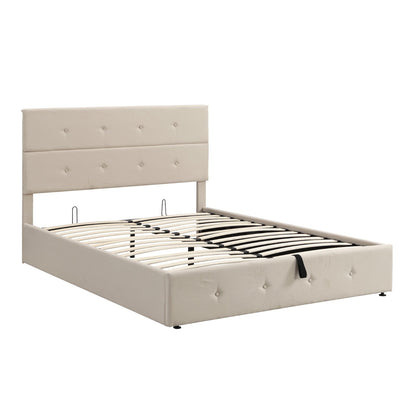 Queen Size Upholstered Platform Bed with Underneath Storage