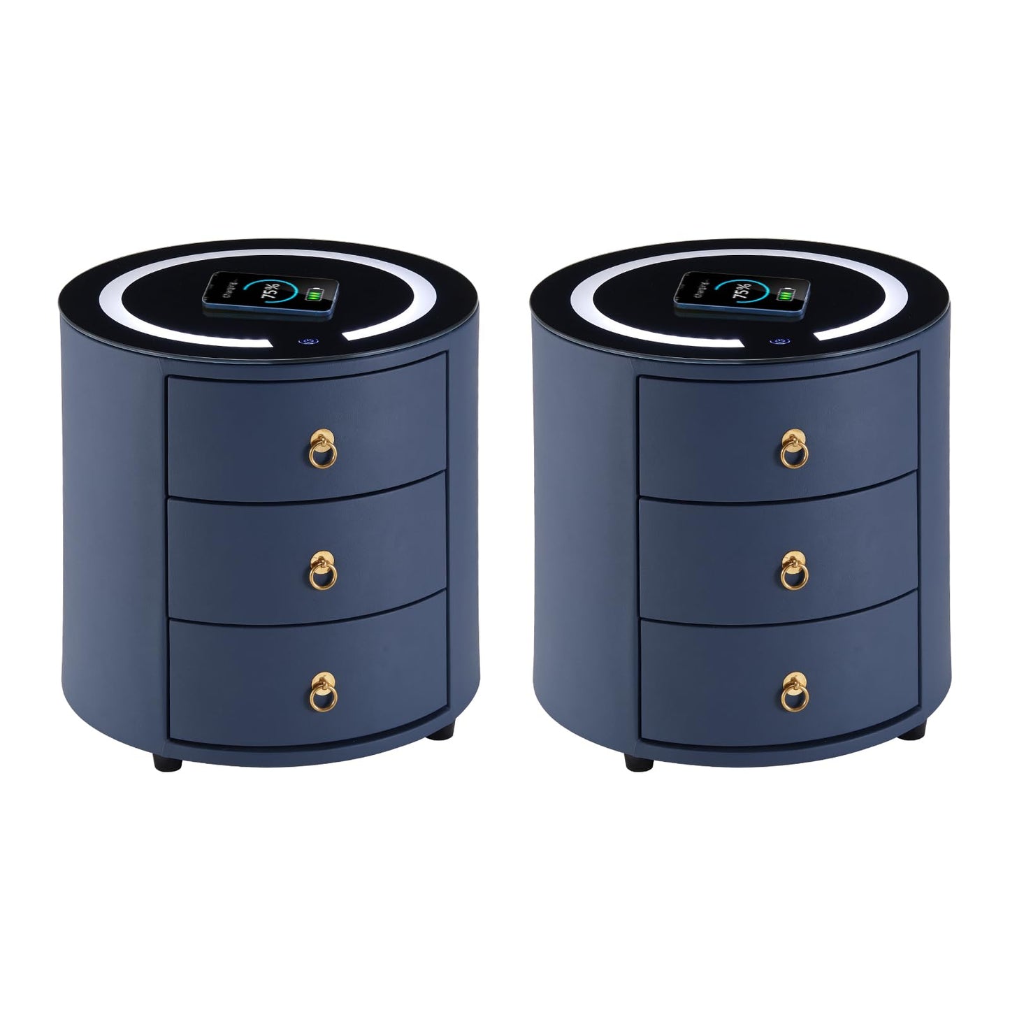 Set of 2 Smart Nightstands with Wireless Charging Station