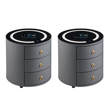 Set of 2 Smart Nightstands with Wireless Charging Station