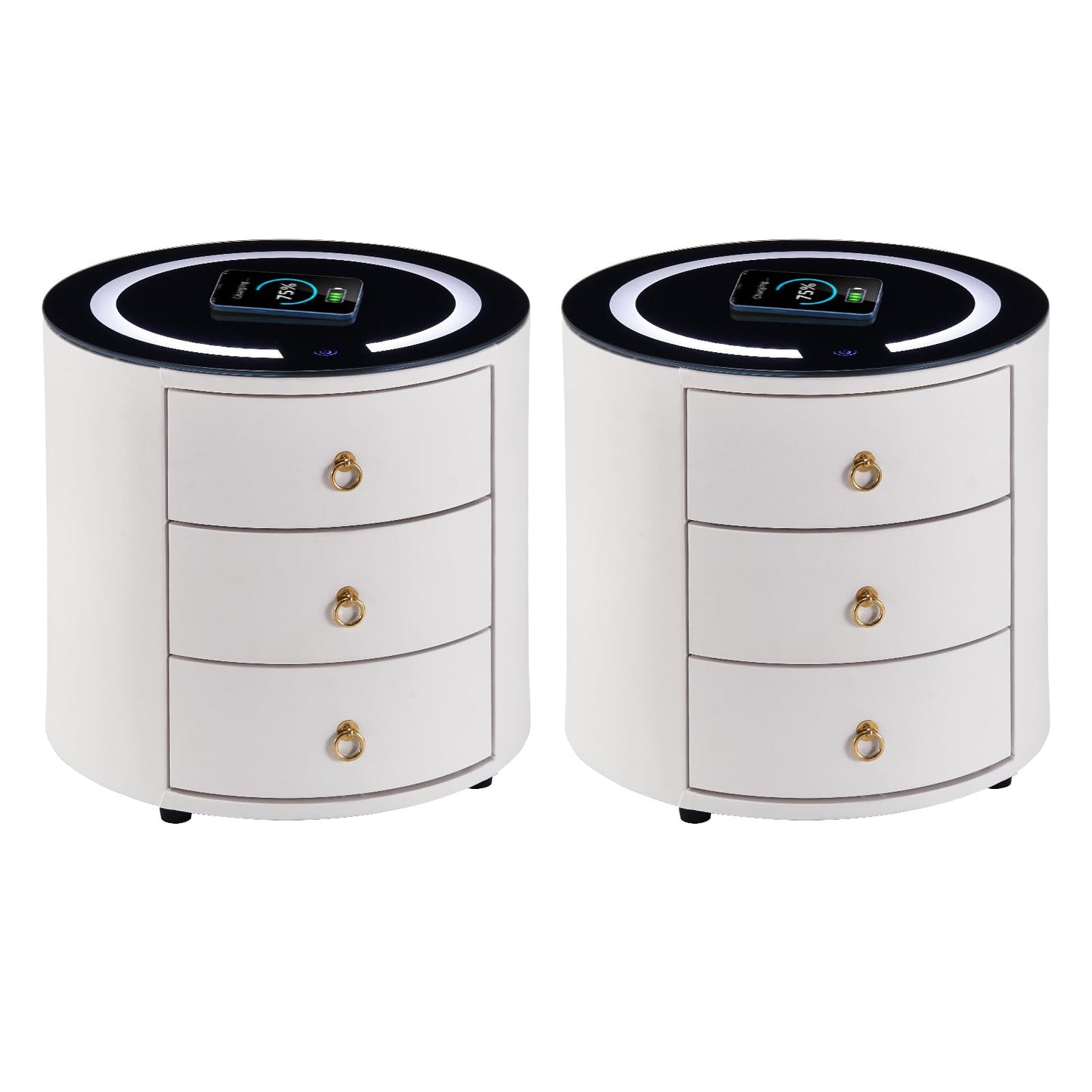 Set of 2 Smart Nightstands with Wireless Charging Station