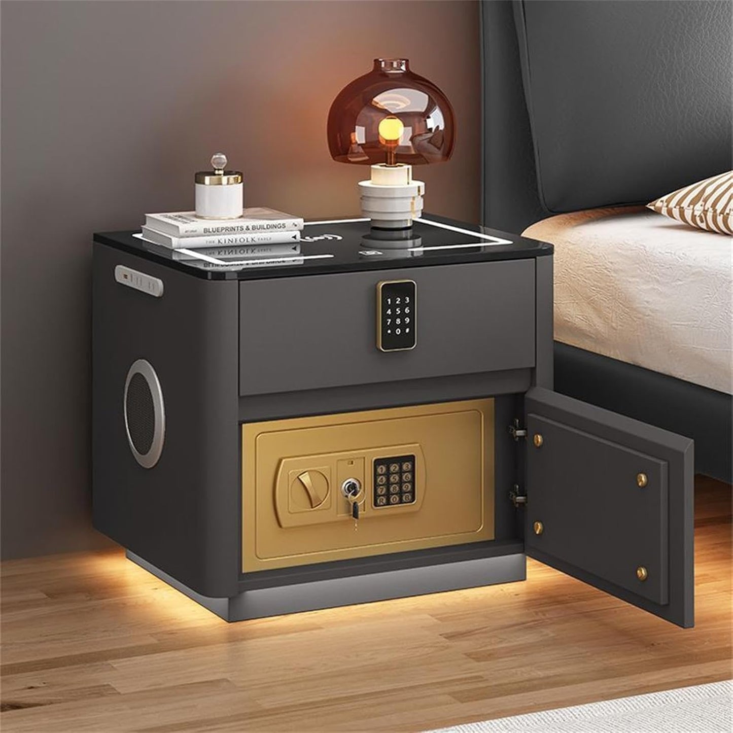 LED Nightstand with Wireless Charging Station