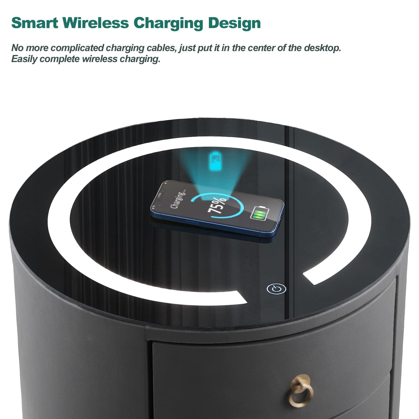 Set of 2 Smart Nightstands with Wireless Charging Station