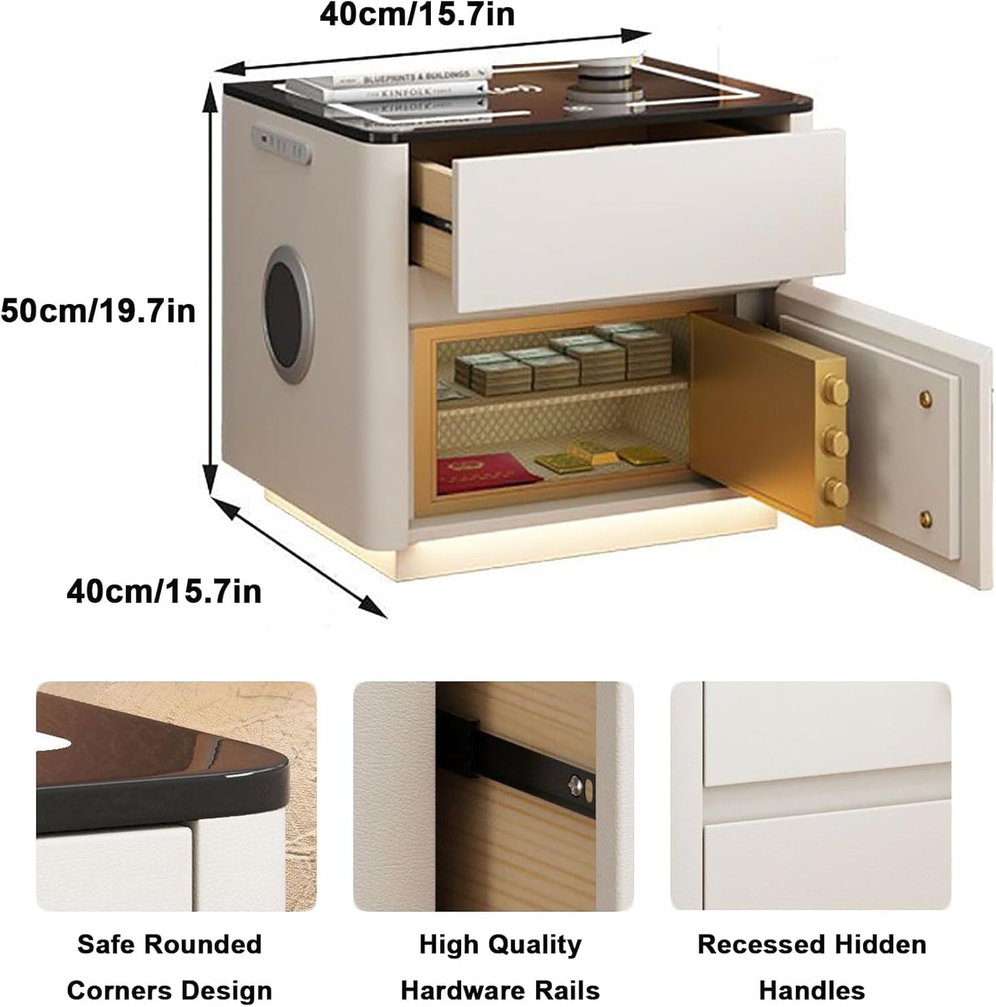 LED Nightstand with Wireless Charging Station