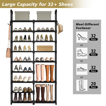 9 Tiers Shoe Rack Shoe Organizer Storage with Non-Woven Fabric