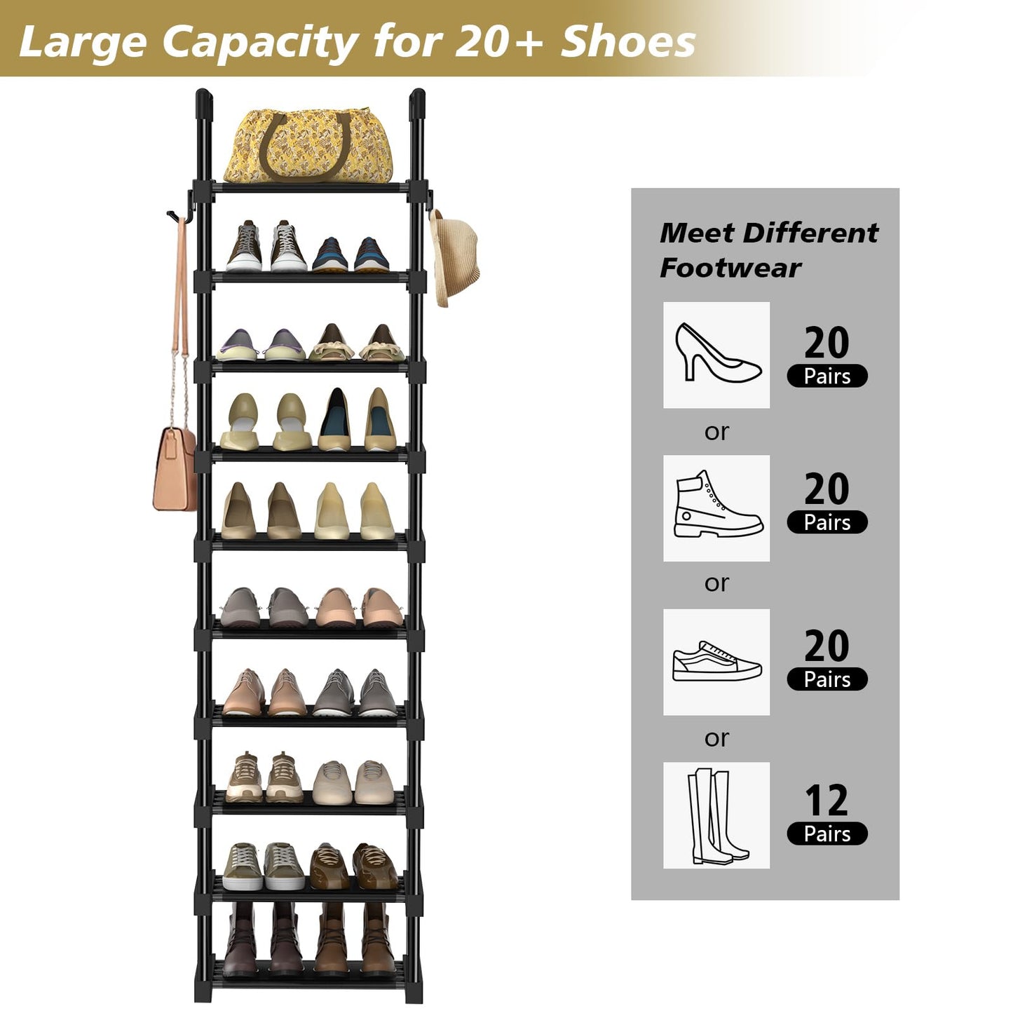 9 Tiers Shoe Rack Shoe Organizer Storage with Non-Woven Fabric