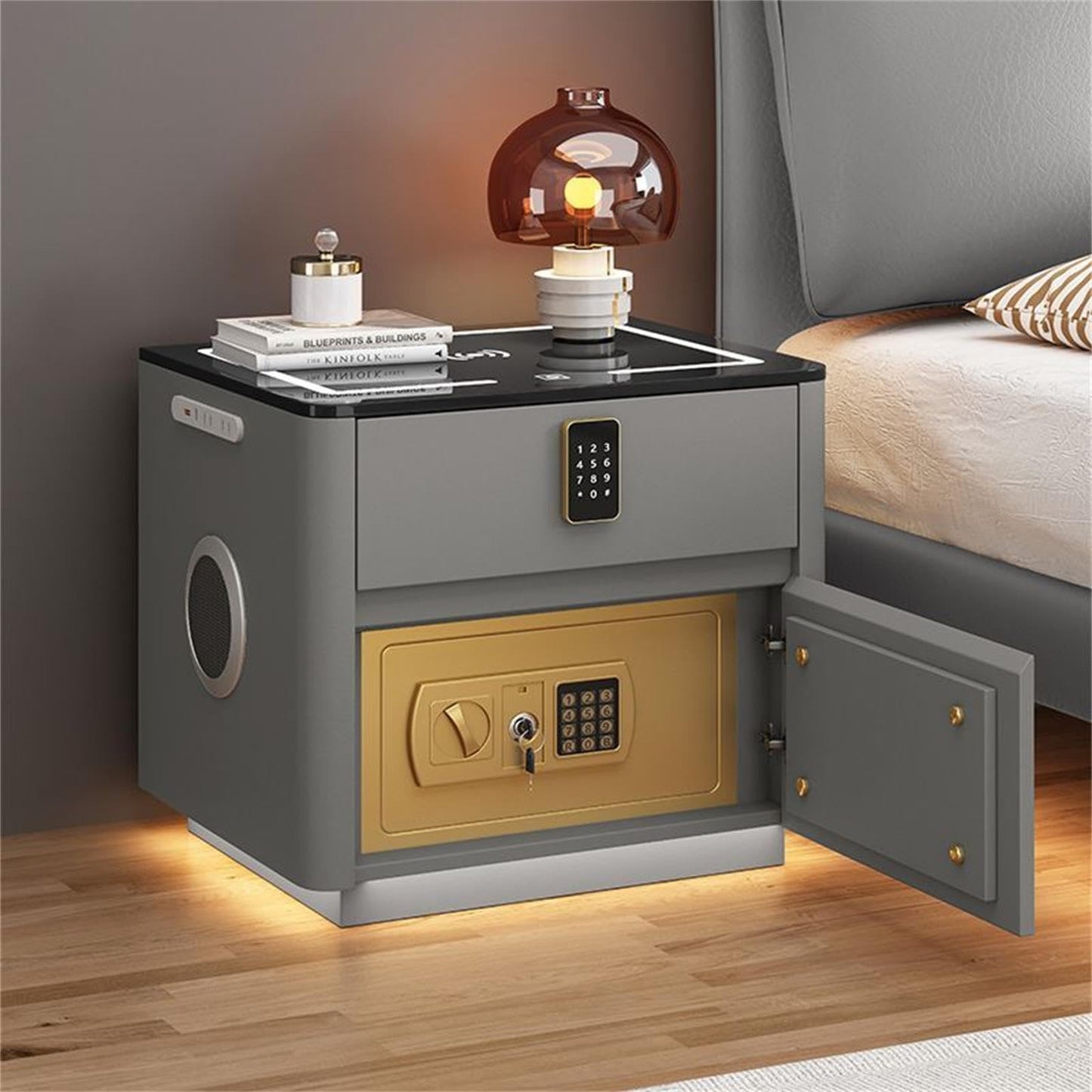 LED Nightstand with Wireless Charging Station