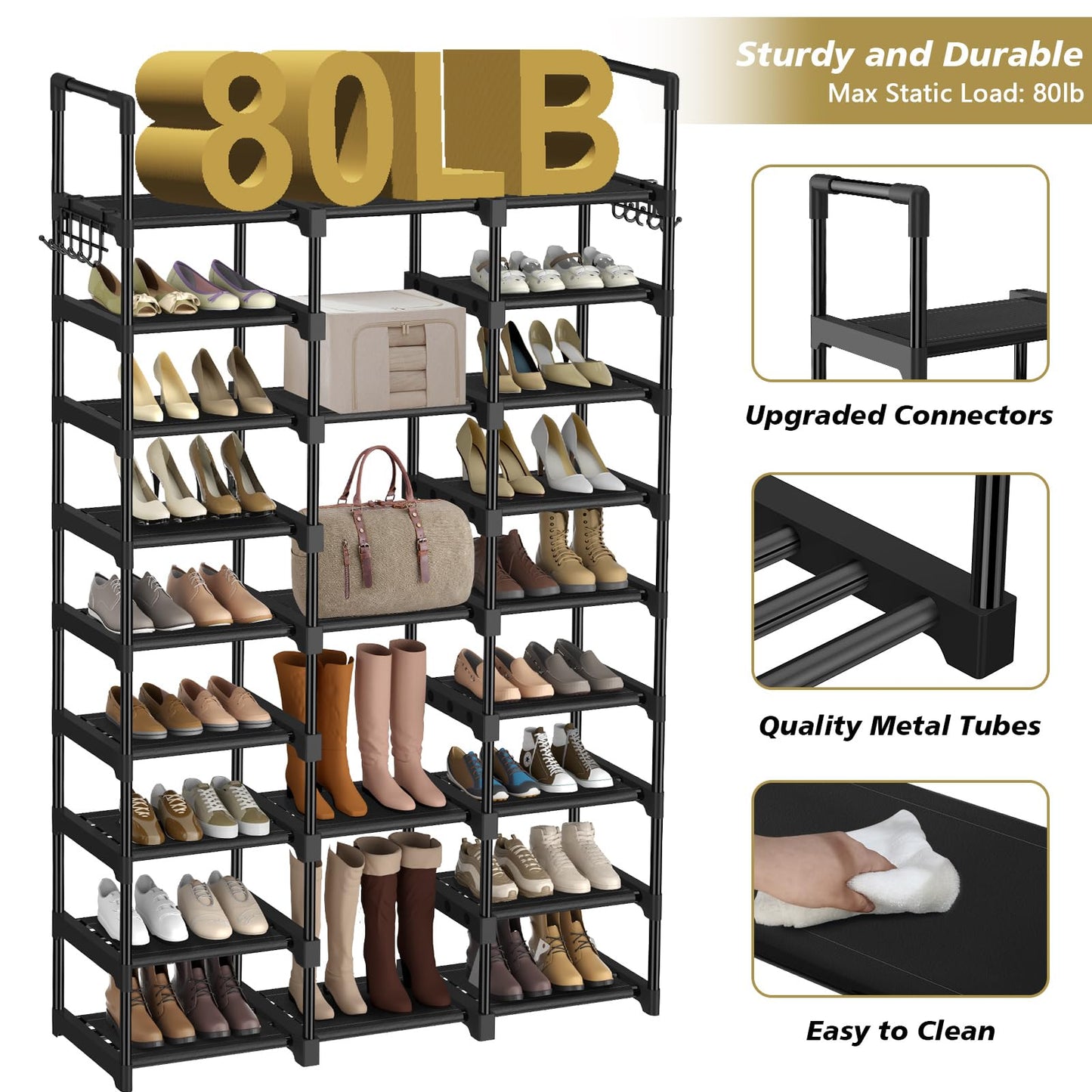 9 Tiers Shoe Rack Shoe Organizer Storage with Non-Woven Fabric