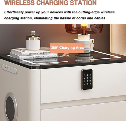 LED Nightstand with Wireless Charging Station