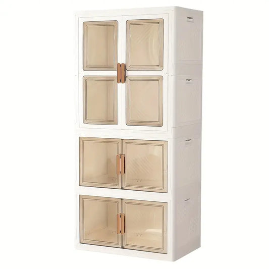 Wardrobe with Hanging Rod Folding Toddler Dresser with Double Doors