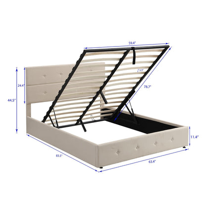 Queen Size Upholstered Platform Bed with Underneath Storage