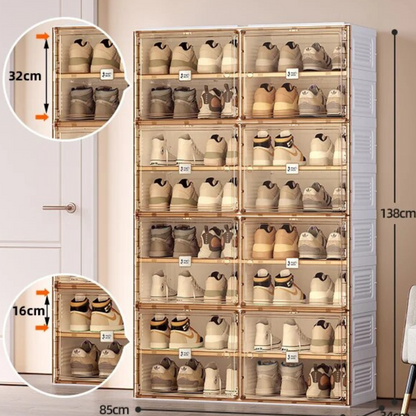 White Foldable Multi-Layer Shoe Rack Cabinet