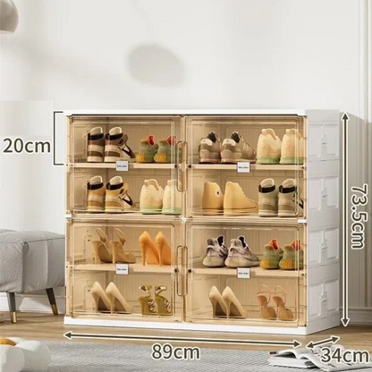 White Foldable Multi-Layer Shoe Rack Cabinet