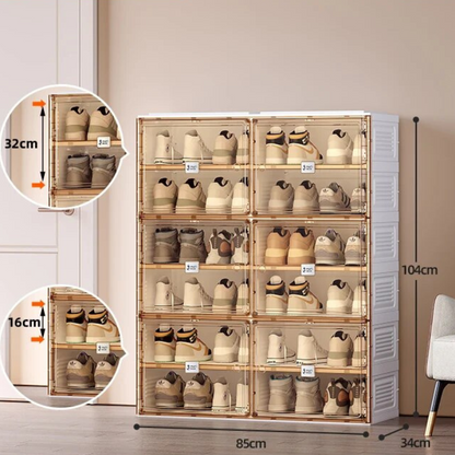 White Foldable Multi-Layer Shoe Rack Cabinet