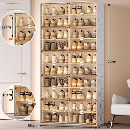 White Foldable Multi-Layer Shoe Rack Cabinet