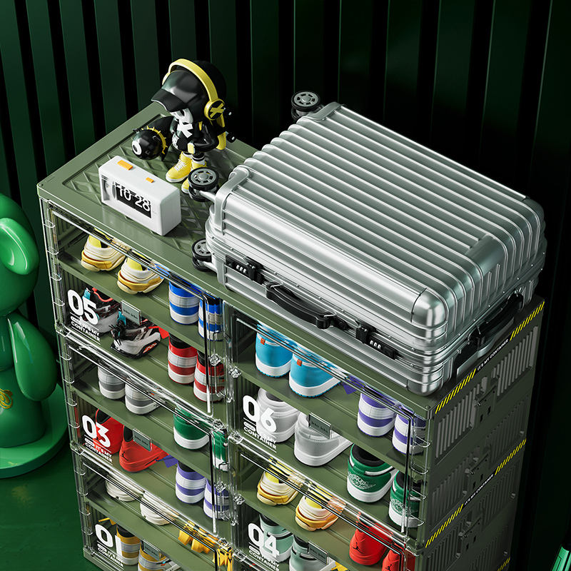 Green Foldable Multi-Layer Shoe Rack Cabinet