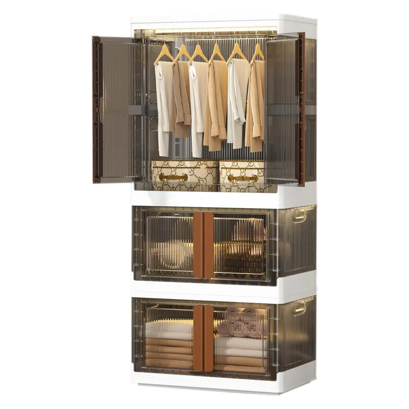 Portable Wardrobe Closet Collapsible Storage Organizer Set with Hanging Rack