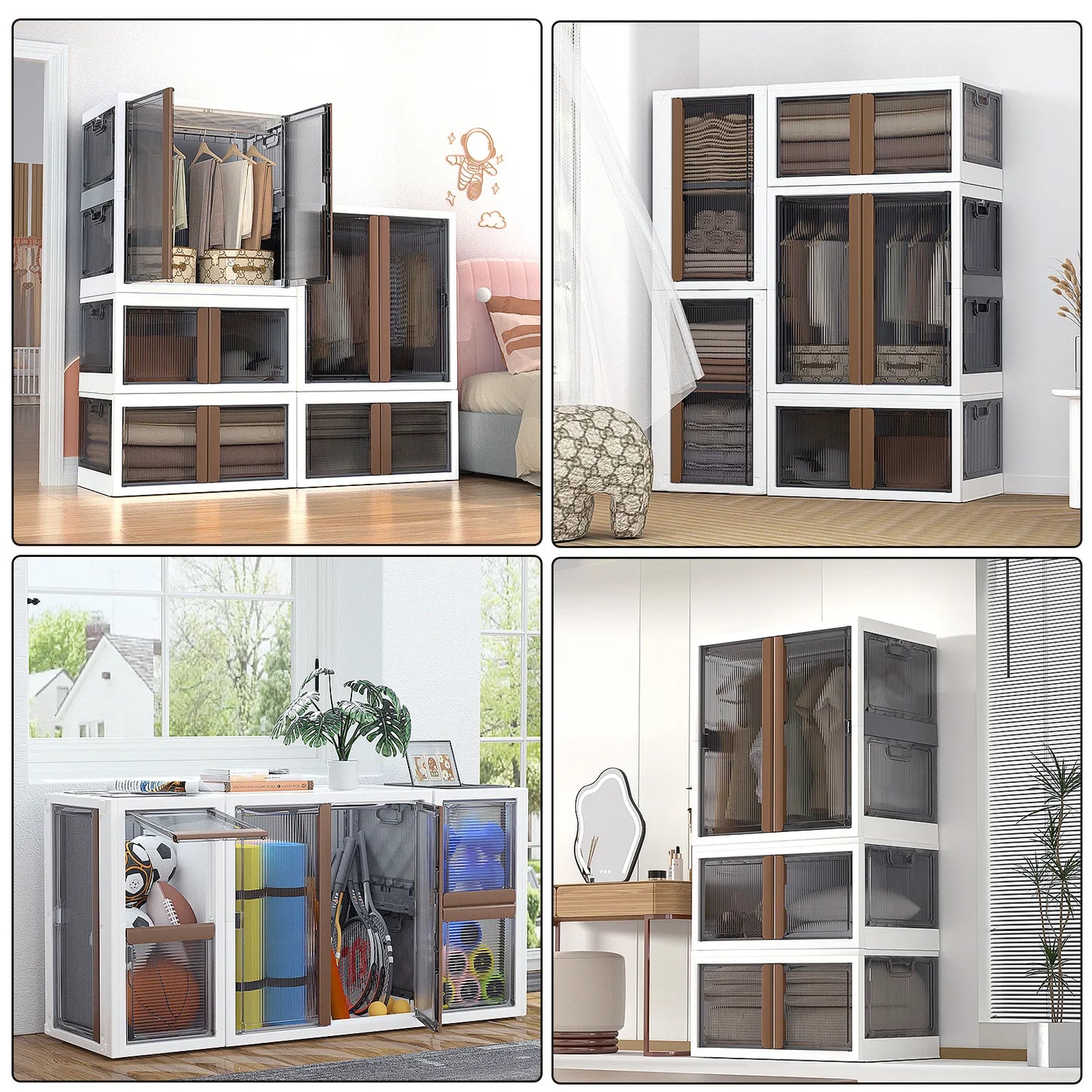 Portable Wardrobe Closet Collapsible Storage Organizer Set with Hanging Rack