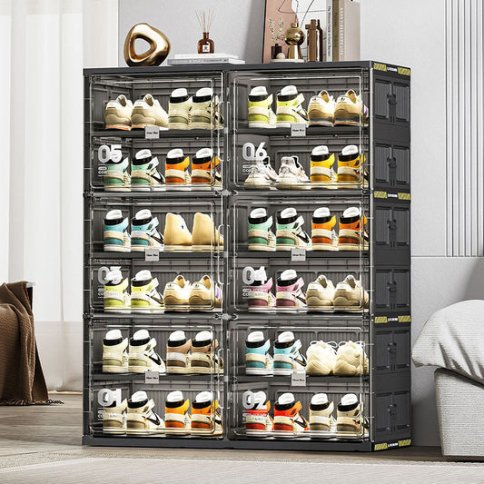 Black Foldable Multi-Layer Shoe Rack Cabinet