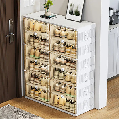 White Foldable Multi-Layer Shoe Rack Cabinet