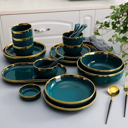 Luxurious Green Porcelain Dinnerware Set