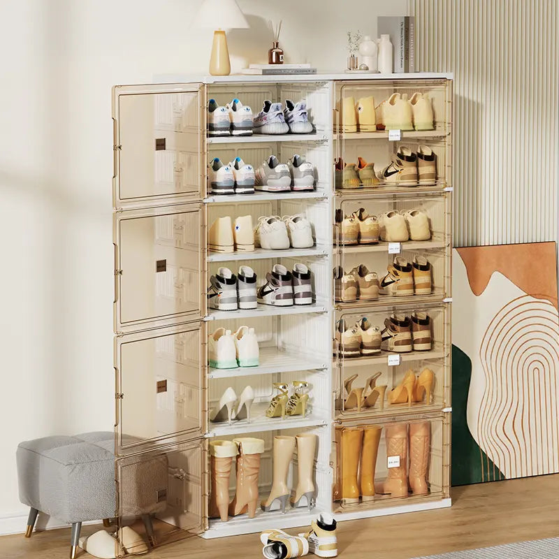 White Foldable Multi-Layer Shoe Rack Cabinet