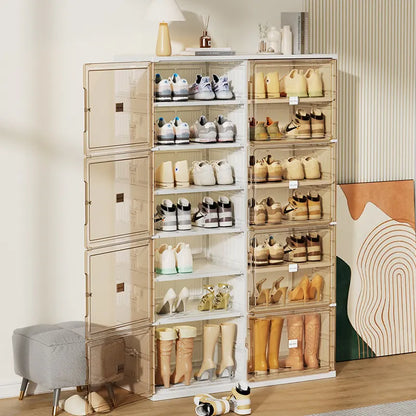 White Foldable Multi-Layer Shoe Rack Cabinet