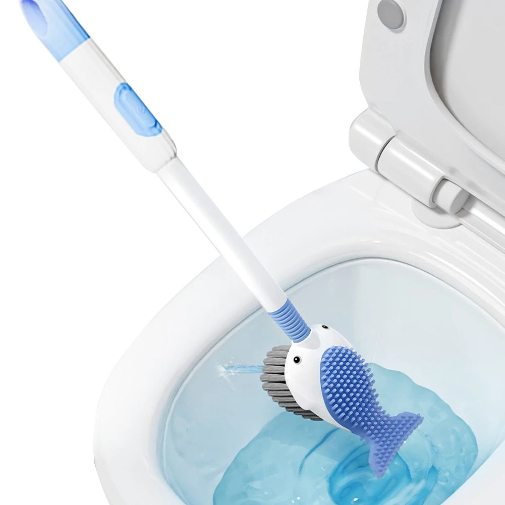 Cartoon Whale Toilet Brush with Wall Holder – Cute Bathroom Cleaning Tool
