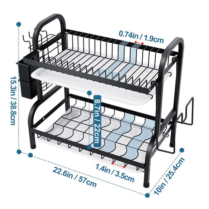 2 Tier Dish Rack for Kitchen Counter