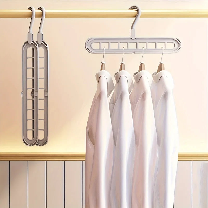 3pcs Foldable 9-Hole Hangers – Heavy Duty Space-Saving Closet Organizer